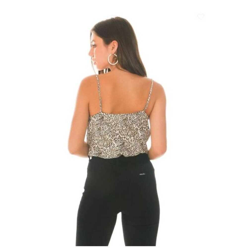 Heartloom XS Leopard Print Spaghetti Strap Cami Top Cowl Neck NWOT - Picture 2 of 5